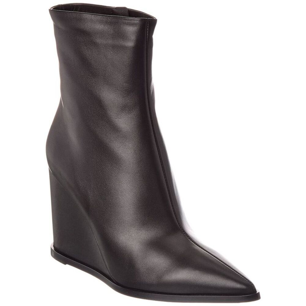 Gianvito Rossi Hamnes 85 Leather Wedge Boot, Black